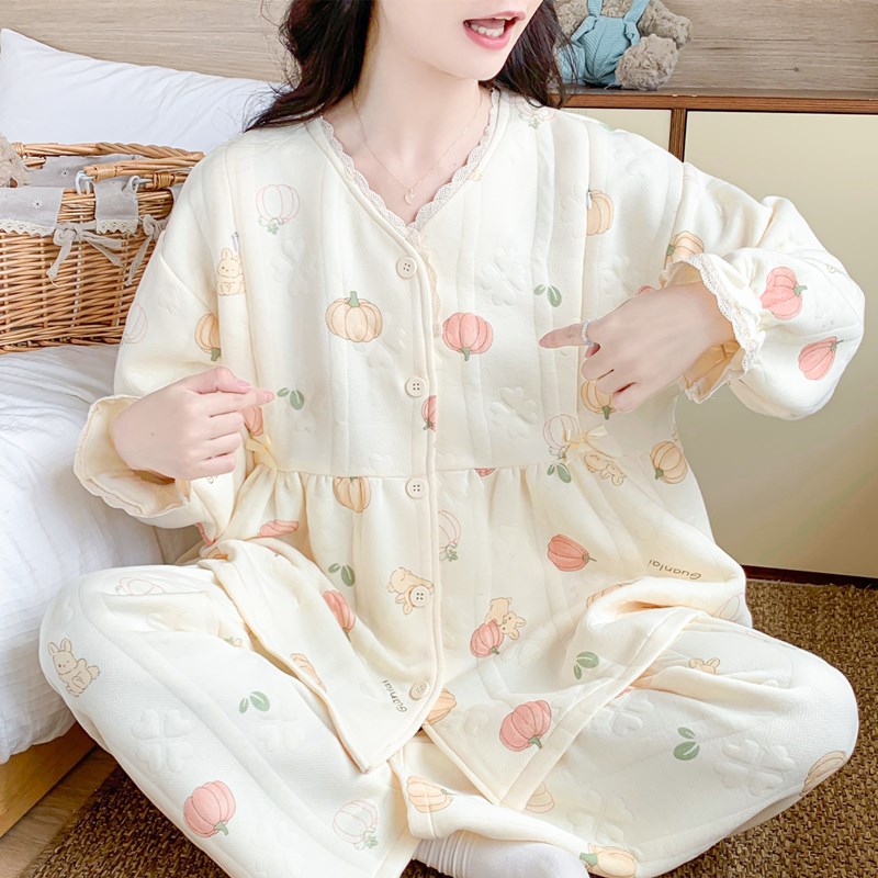 空气棉月子服冬季产后1s1月份纯棉孕妇睡衣女春秋哺乳喂奶产妇家
