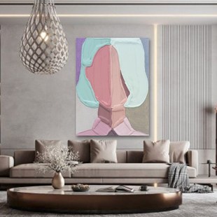 美式 饰画落地挂画 触觉肖像小众艺术纯手绘油画客厅餐厅酒店背景装