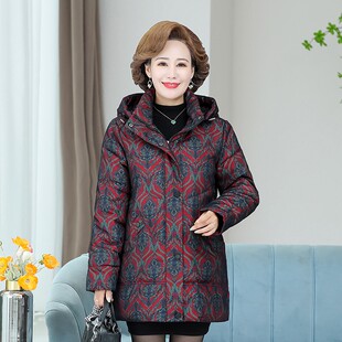 棉服女加厚2021冬装新款中年妈妈羽绒棉衣连帽修身显瘦中长款棉袄