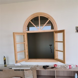 实木玻璃门窗定制上下折叠上翻提拉推拉左右折叠移动木门窗平开门