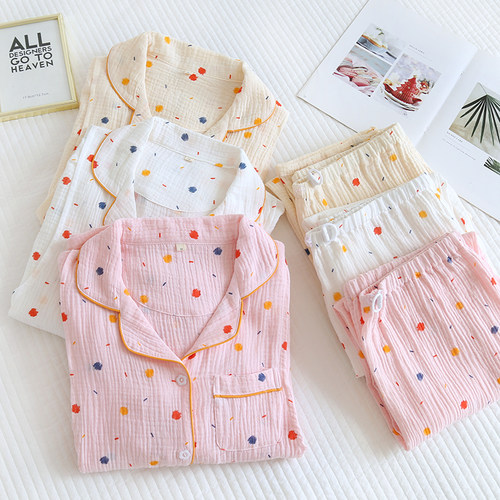 月子服夏季薄款产后3月份4三5透气吸汗纯棉纱布哺乳孕妇睡衣春秋