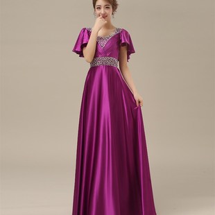 舞台礼服演出服伴娘礼服新娘婚礼主持人女晚装 新款 合唱服长款