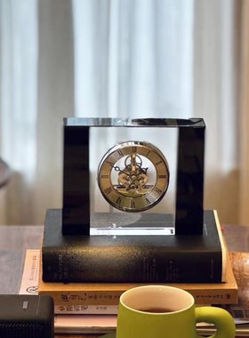 北欧轻奢高档透明座钟卧室台式时钟E书房办公室桌面装饰摆件高级