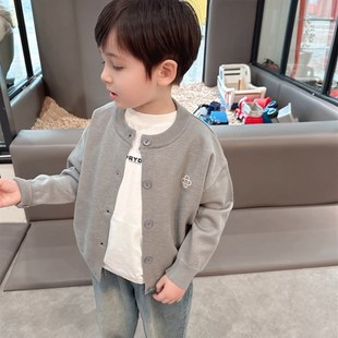 密织细线~巨软糯男童刺绣针织衫2024春装新款中小童春秋毛衣开衫