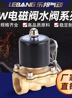220V水用进水电磁阀25常闭水阀2W160-15DN50黄铜4分1寸025-08铜20