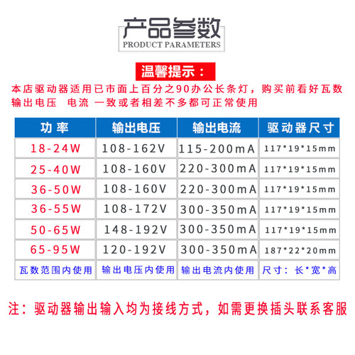 led长条灯办公灯驱动器电源工程吊线灯光源driver恒流镇流变压器