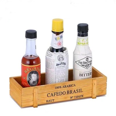 调酒师  实木金属复古苦精酒盒吧台收纳装饰物盒喷雾瓶小工具盒子