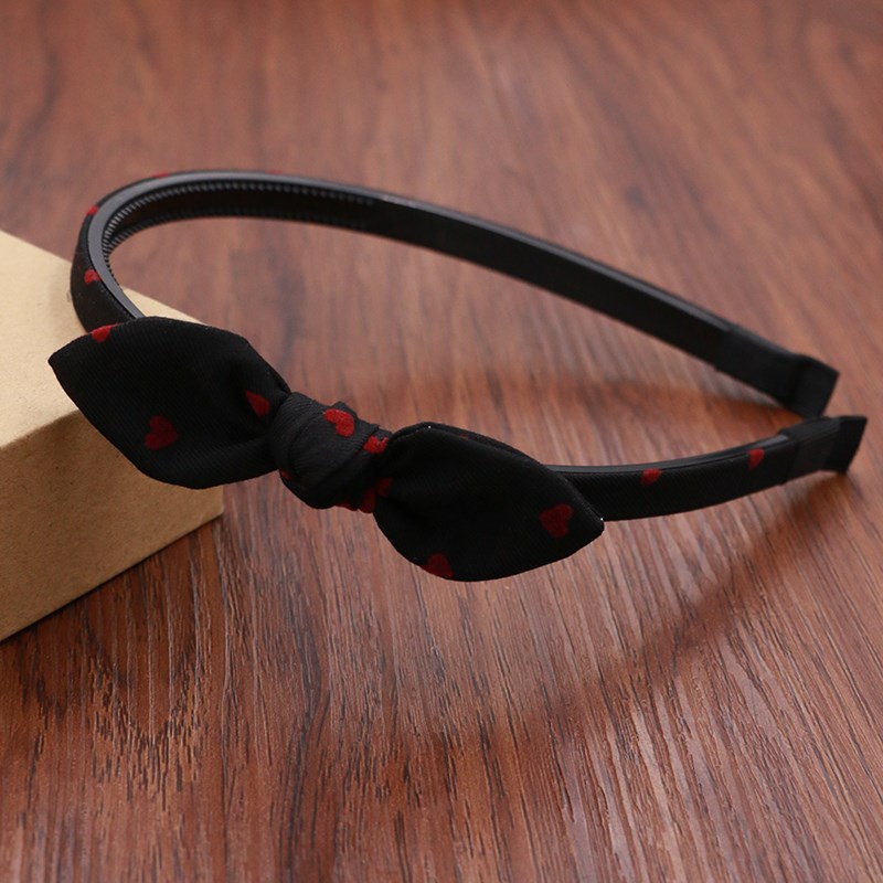 秋季新款儿童发箍爱心植绒女童头发饰简约女孩发卡蝴蝶结防滑头箍