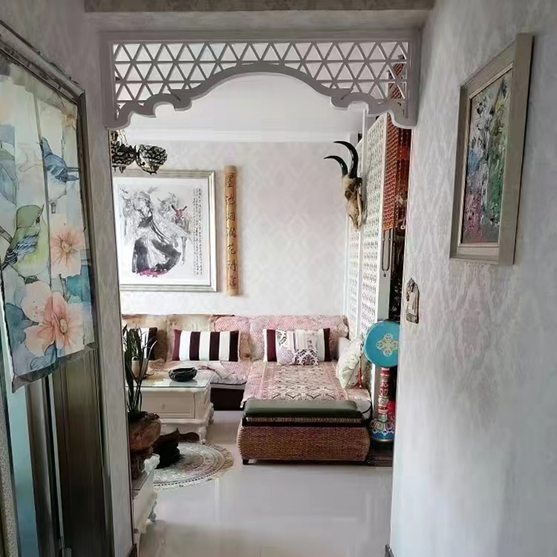 镂空门楣装饰门头客厅过道走廊横梁雕花遮挡PVC挂落 玄关隔断中式