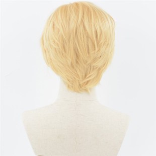 金色超短发cos万用前蕾丝手勾假发毛胚化纤高温丝假发套