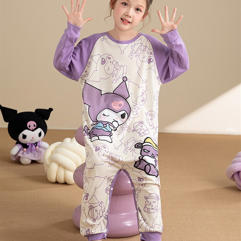 2024新款儿童连体睡衣女童春秋纯棉长袖防着凉女宝秋款睡袋家居服