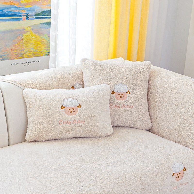 沙发垫冬季冬天羊羔绒坐垫子简约冬款加厚毛绒防滑皮沙发套罩盖布