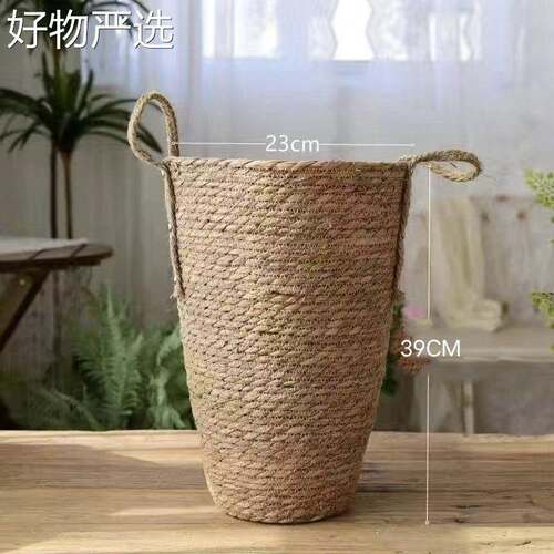 【严选好物】草编篮收纳花筐客提厅手复古摆件子花盆篮玫瑰毯子干