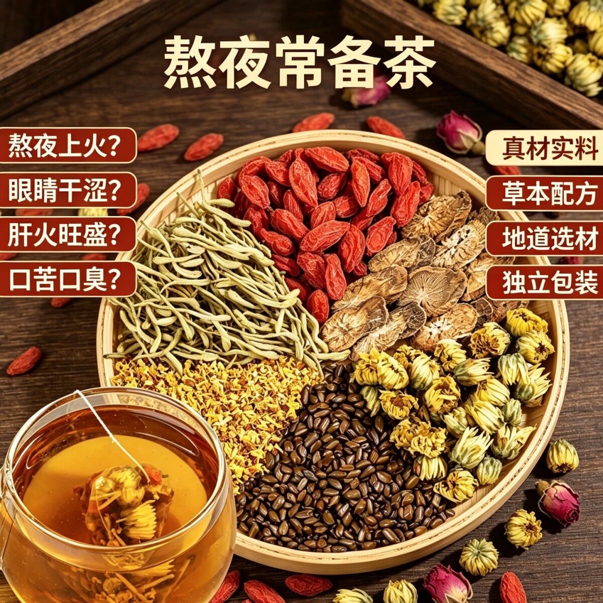 菊花枸杞决明子茶 独立三角茶包日常草本冲泡茶饮