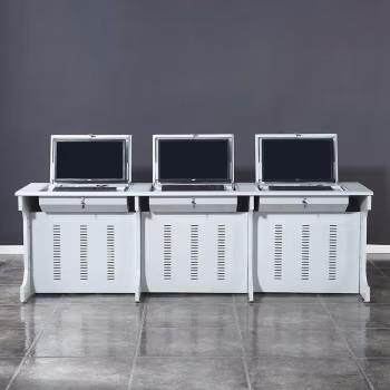 手动液晶屏隐藏式翻转电脑桌显示屏手动翻转箱隐藏式显示屏翻转机