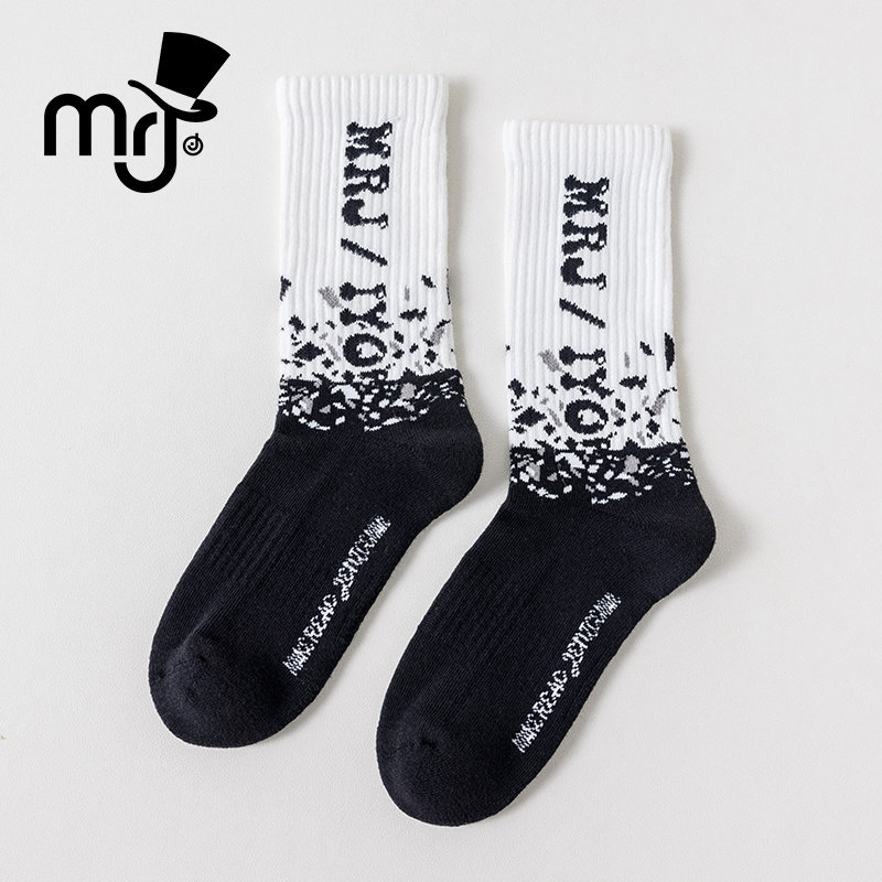 MRJ周杰伦原创品牌精梳棉无骨运动男女同款潮袜情侣时尚同款袜子