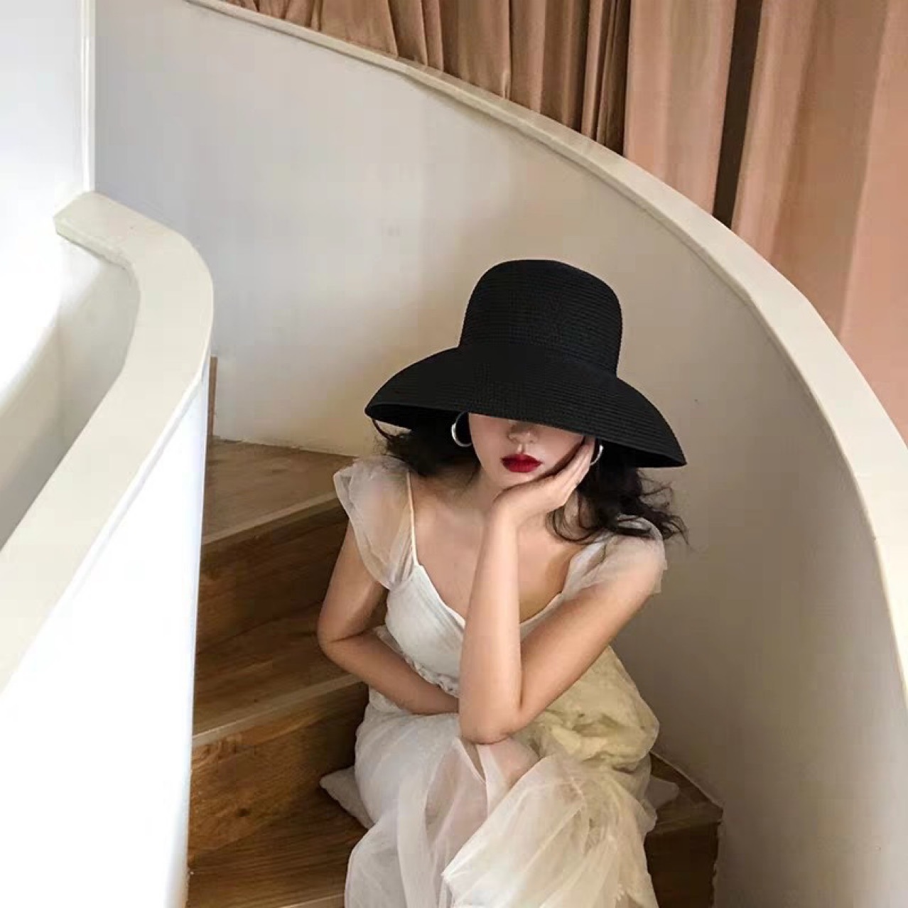 氣質法式赫本風帽子黑色