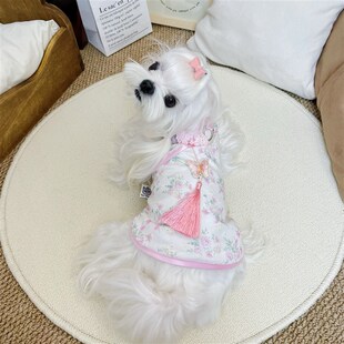 薄款 小碎花旗袍小狗狗衣服夏季 猫咪公主裙宠物泰迪比熊博美小型犬