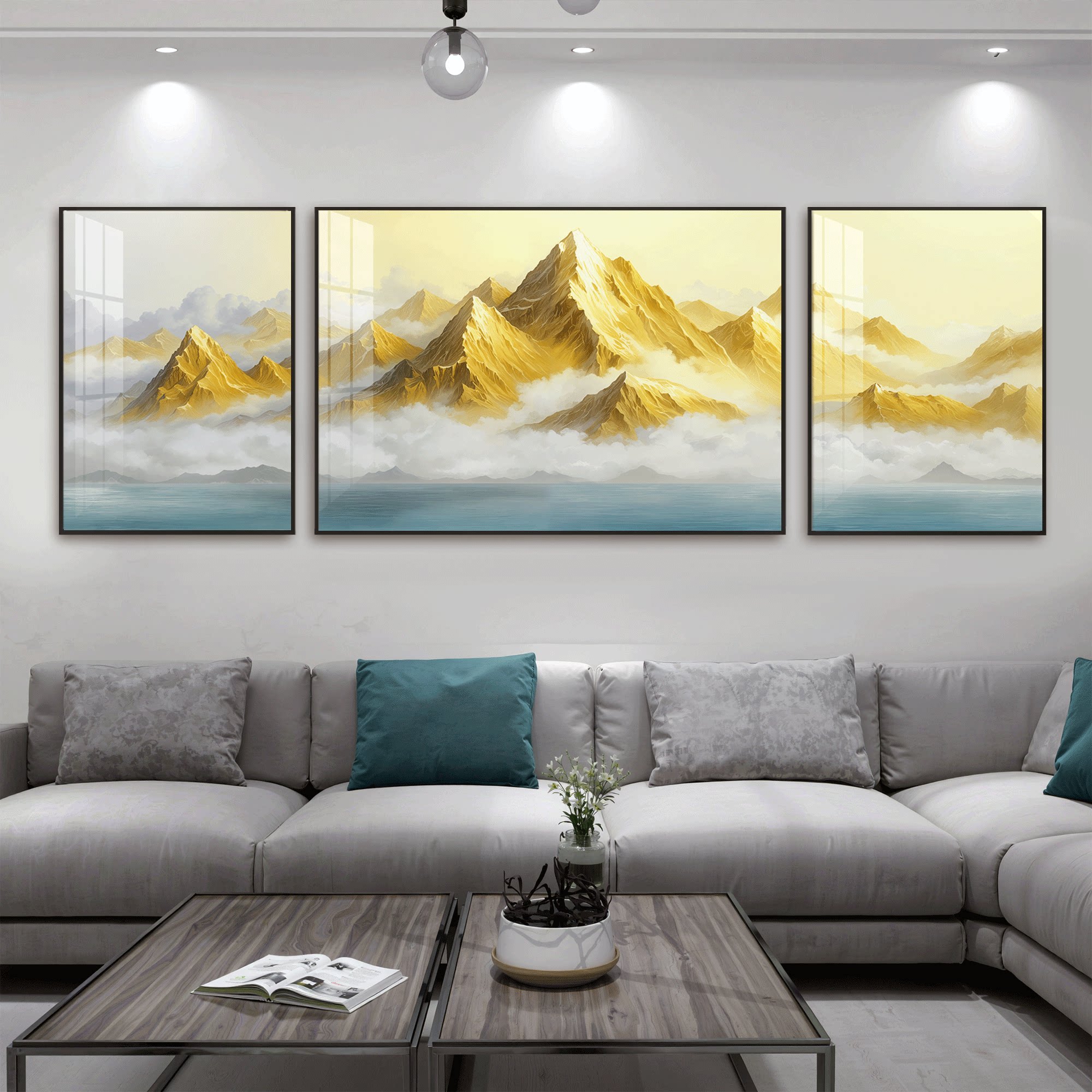 亿笔一画简约现代沙发背景墙装饰画客厅三联组合画墙壁挂画