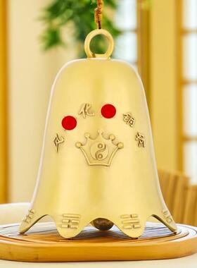 铜铃铛摆件五黄二黑镇守令铜铃黄铜风铃超响声大号入户门对门挂件