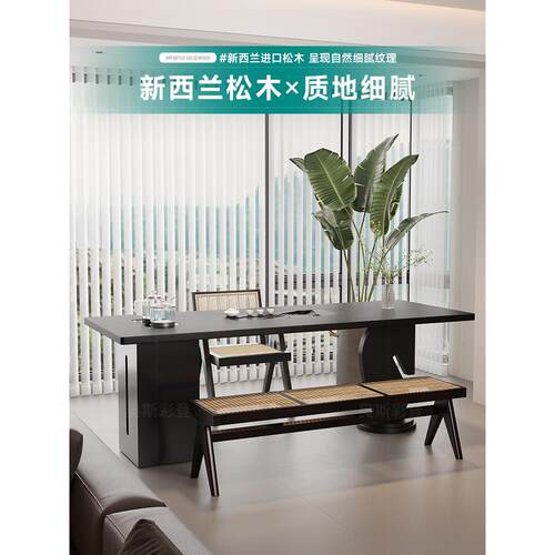 玄马 黑色实木阳台茶桌轻奢高级感泡茶桌意式极简茶台烧水壶一体
