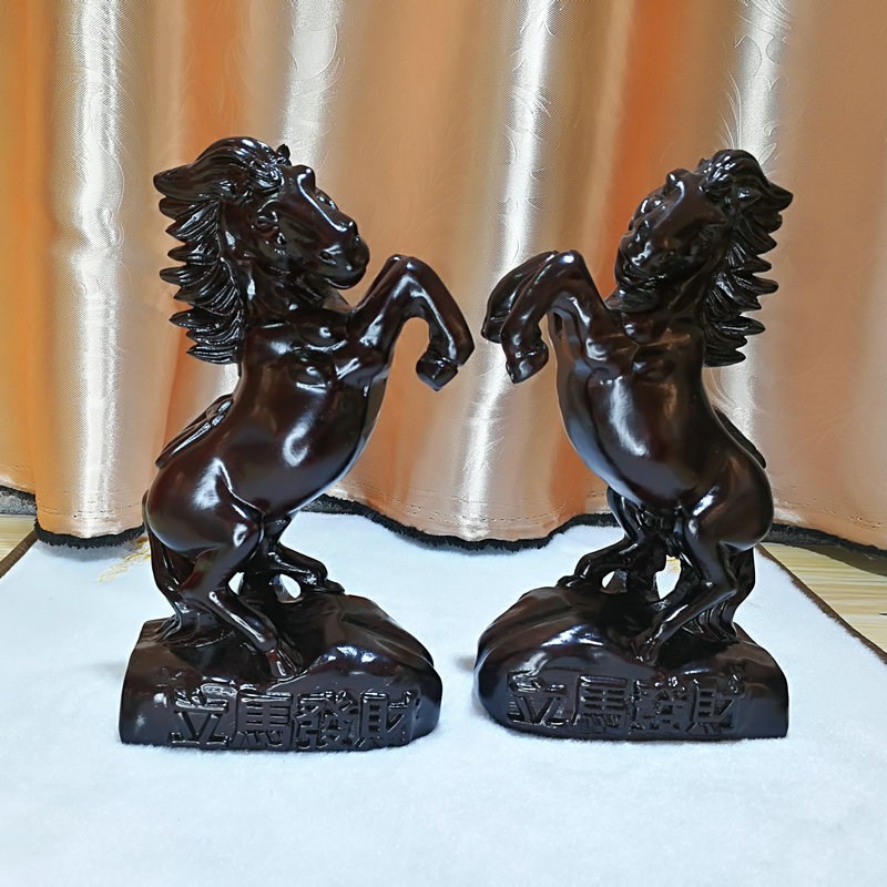 黑檀木雕马摆件 十二生肖马摆件 木质家居摆件 立马发财工艺品