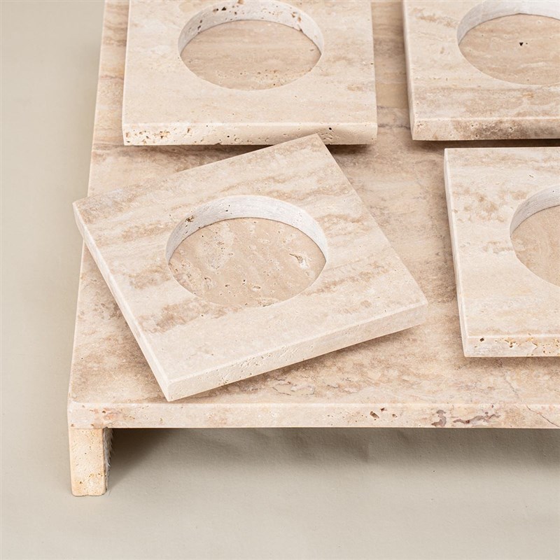 天然黄洞石托盘摆件样板间售楼处客厅茶几茶托杯垫桌面装饰品软装