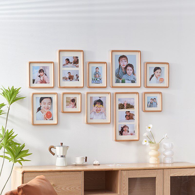 客厅照片墙大尺寸实木相框挂墙洗相片定制结婚照写真相免打孔