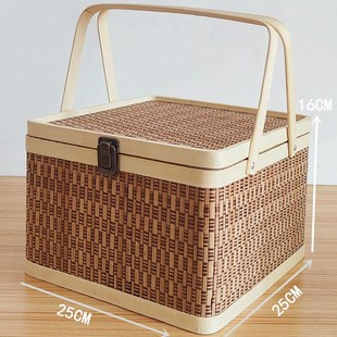 中秋节粽子咸鸭蛋鸡蛋土特产大闸蟹水果手工竹编竹篮包装礼篮