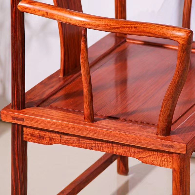 刺猬紫檀圈椅花梨木餐桌椅红木南官帽椅实木太师椅中式禅椅皇宫椅