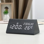 复古木质闹钟 LED静音电子钟创意床头钟客厅座钟夜光时钟闹表