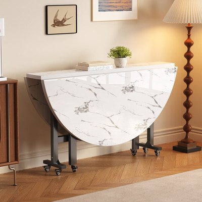 圆桌家用小户型伸缩式折叠餐桌可移动饭桌多功能15人吃饭大圆桌子