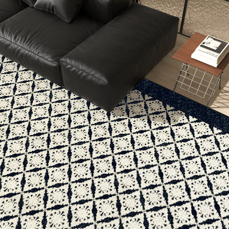 OO 欧式客厅地毯卧室奶油沙发茶几加厚羊羔绒中古书房黑白地垫