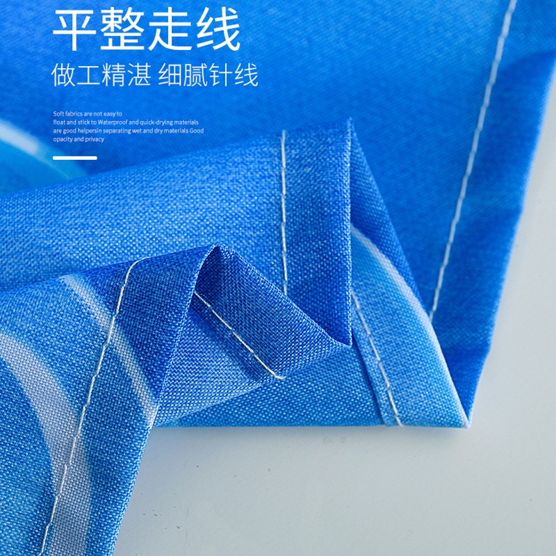 蓝色圆点涤纶帘背景墙布洗澡防水雨布装饰布遮挡帘子浴帘