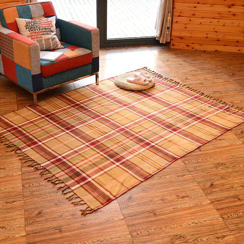 地中海格子单人沙发布全盖毯雪尼尔钢琴防尘罩盖毯床毯空调毯夏