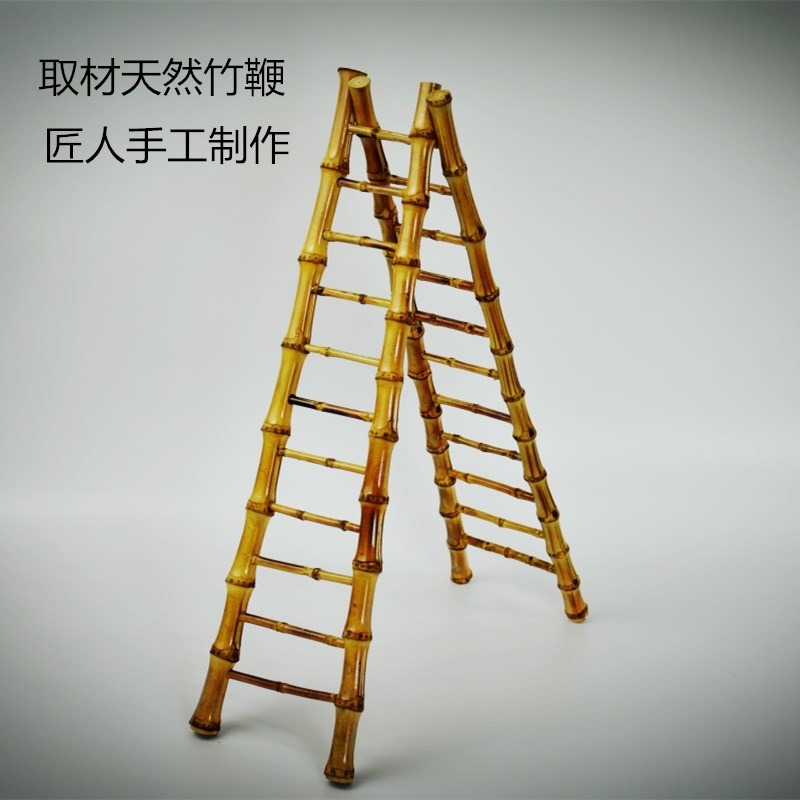 竹根创意家居茶杯沥水架竹鞭梯子寓意步步升拍照摄影道具