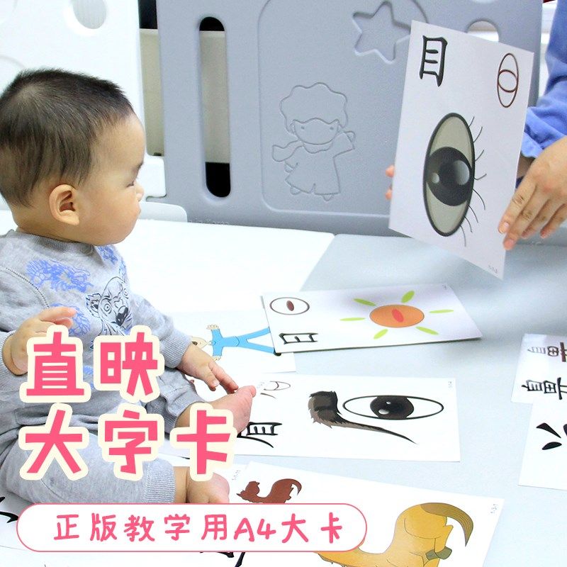 直映认字卡片全大卡张面覆膜纸大小教学培训中心教师卡