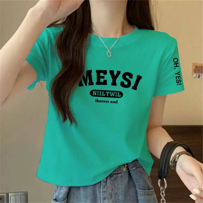 100纯棉短袖t恤女夏季新款潮流宽松显瘦韩版气质短款小个子上衣女