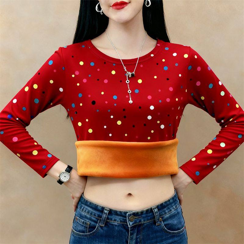 加绒加厚打底衫女秋冬款潮流洋气宽松百搭休闲显瘦气质大码上衣女