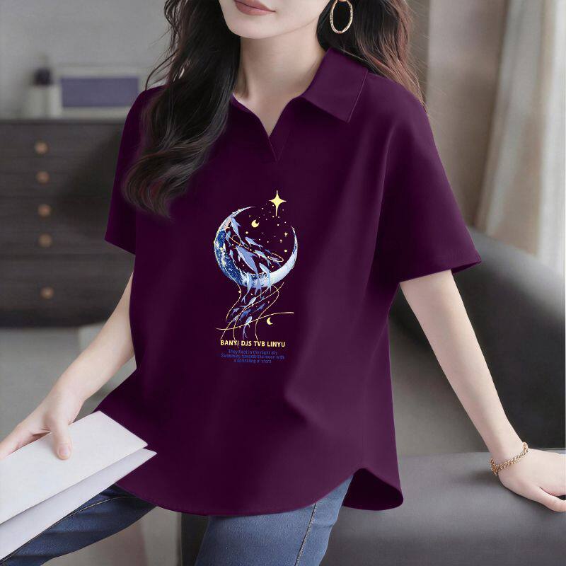 时尚宽松纯棉短袖t恤女夏季