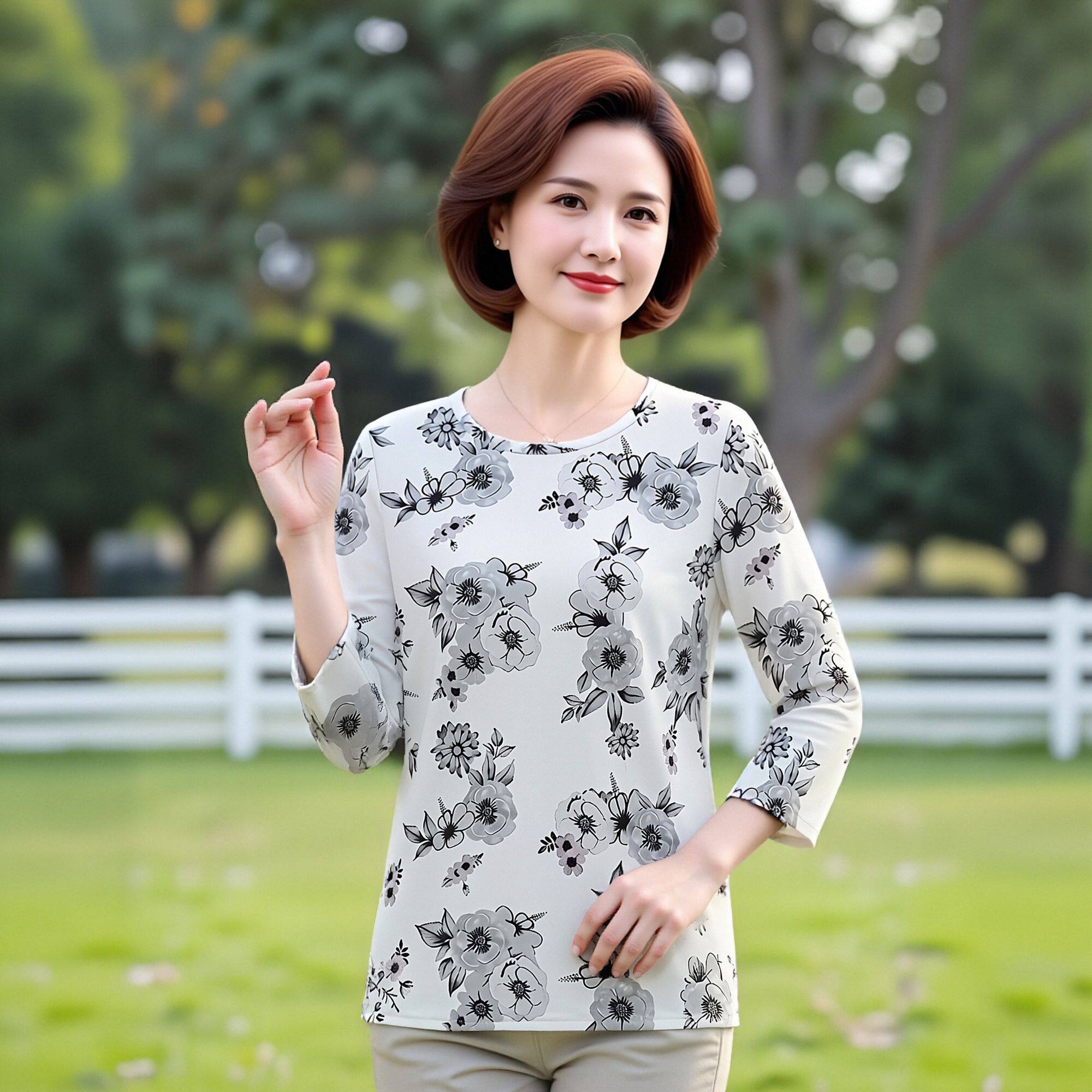 时尚大码七分袖t恤女夏季上衣