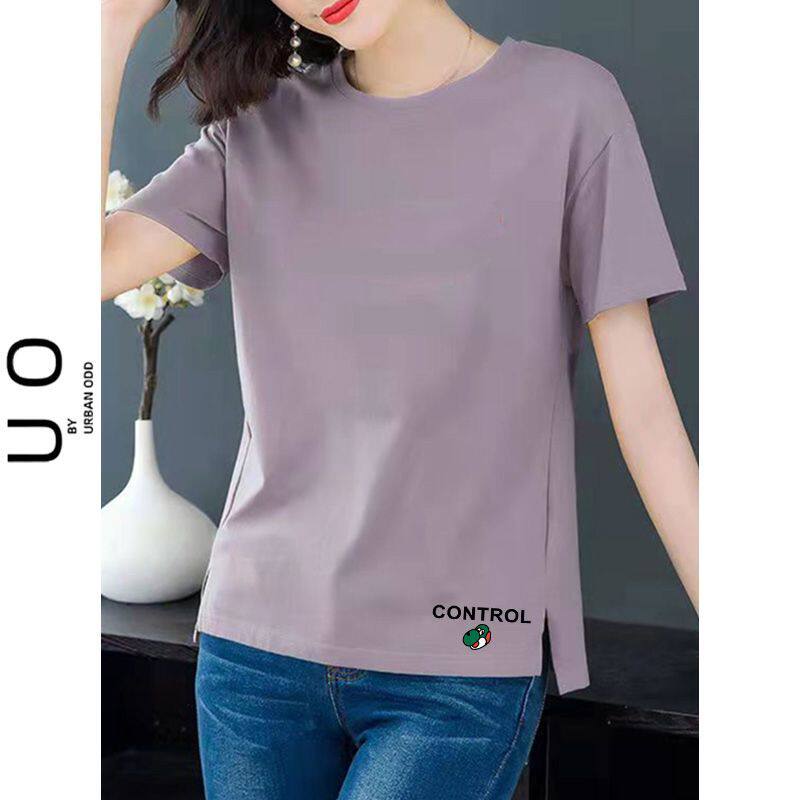 夏季纯棉女士t恤短袖韩版休闲洋气新款印花宽松大码体恤衫女上衣