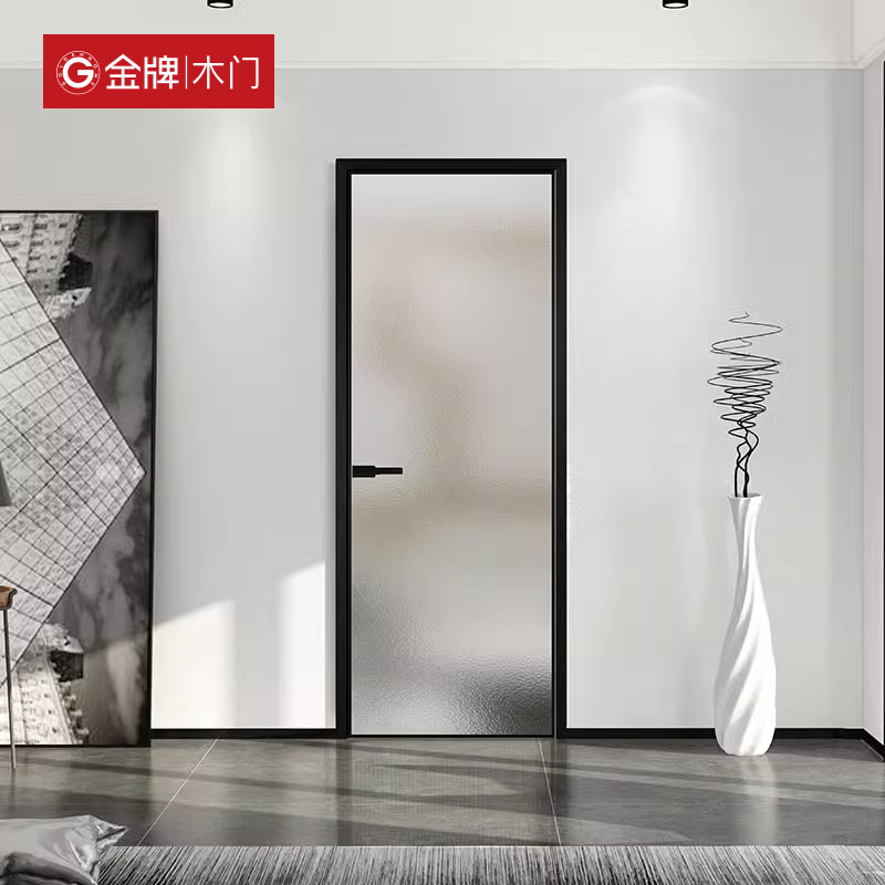 金牌木门卫生间玻璃门极窄洗手间厕所门浴室门平门铝合金门定制
