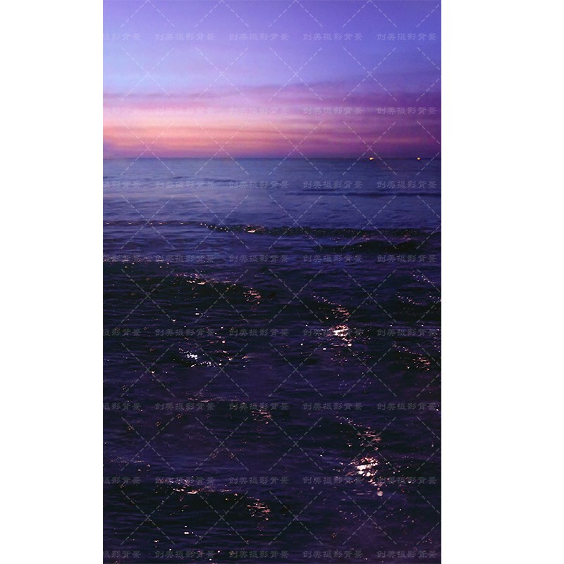 影楼沙滩夏季海景夕阳写真背景布室内少女写真大海夜晚拍照背景纸