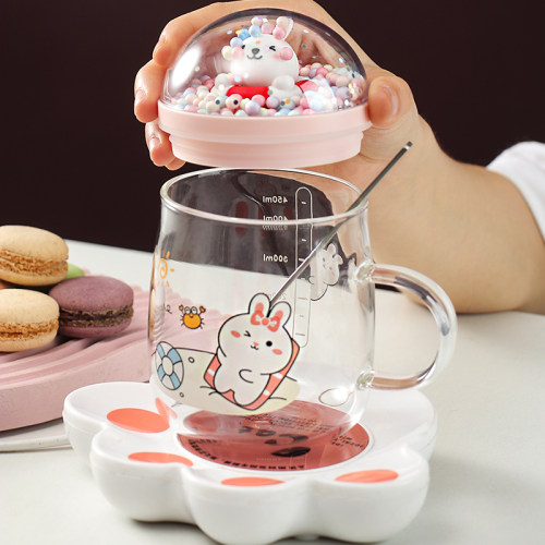 刻度杯子儿童牛奶杯马杯带盖勺早餐杯水杯宝宝喝奶爱