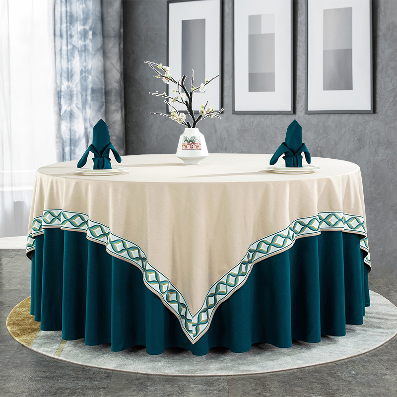 酒店圆桌台布饭店餐厅圆桌布家用餐布大圆桌布圆形宴会桌布艺中式