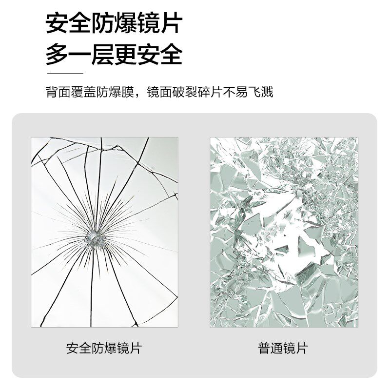 OLEN 地中海风浴室镜做旧卫生间镜子洗手台壁挂墙厕所高防爆