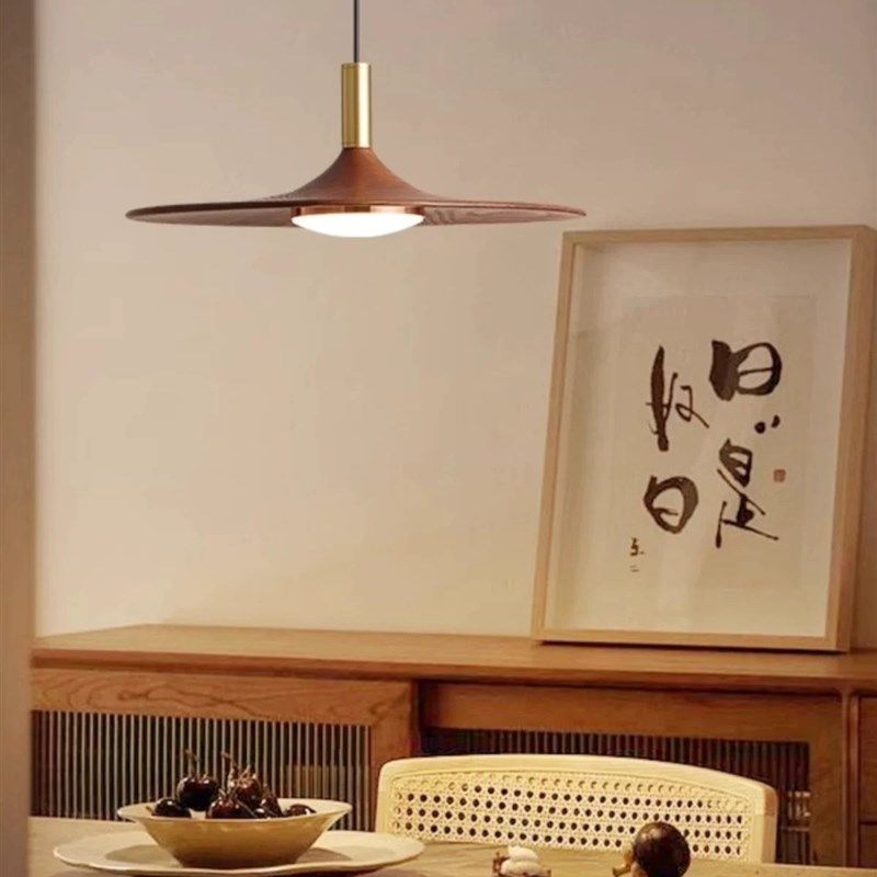 侘寂风实木飞碟吊灯侘寂风极简中古客厅卧室吧台灯,家装灯饰光源,餐厅吊灯,淘宝优惠券,粉丝福利购,淘宝优惠卷