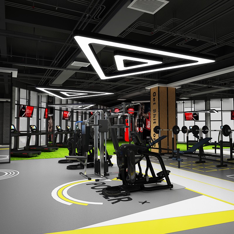 LED三角形吊灯健身房网咖创意造型灯商场办公室工业风灯工程灯具