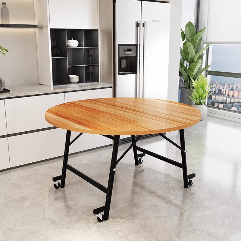 家用折叠桌餐桌酒店玻璃转盘可移动圆形大圆桌面10人吃饭桌子